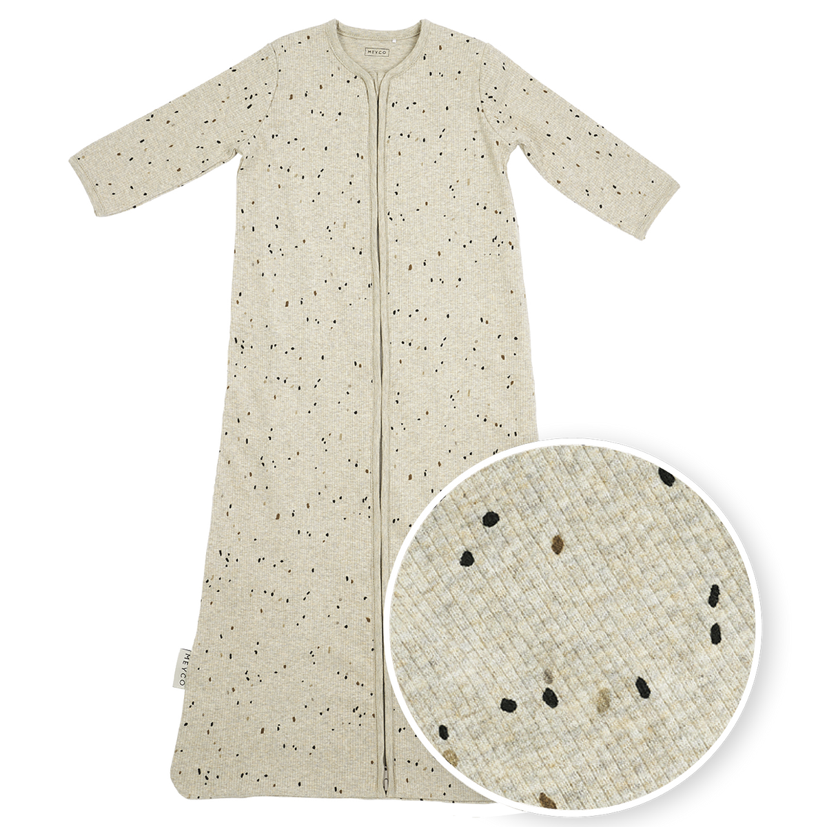 Slaapzak ongevoerd met vaste mouw- Rib- Mini spot Sand Melange 🫧