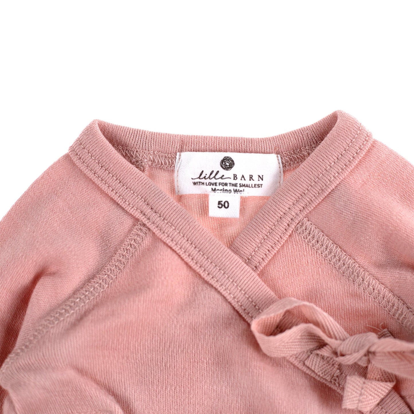 Wollen Overslagromper lange mouw met lintje – Merinowol - Misty Rose