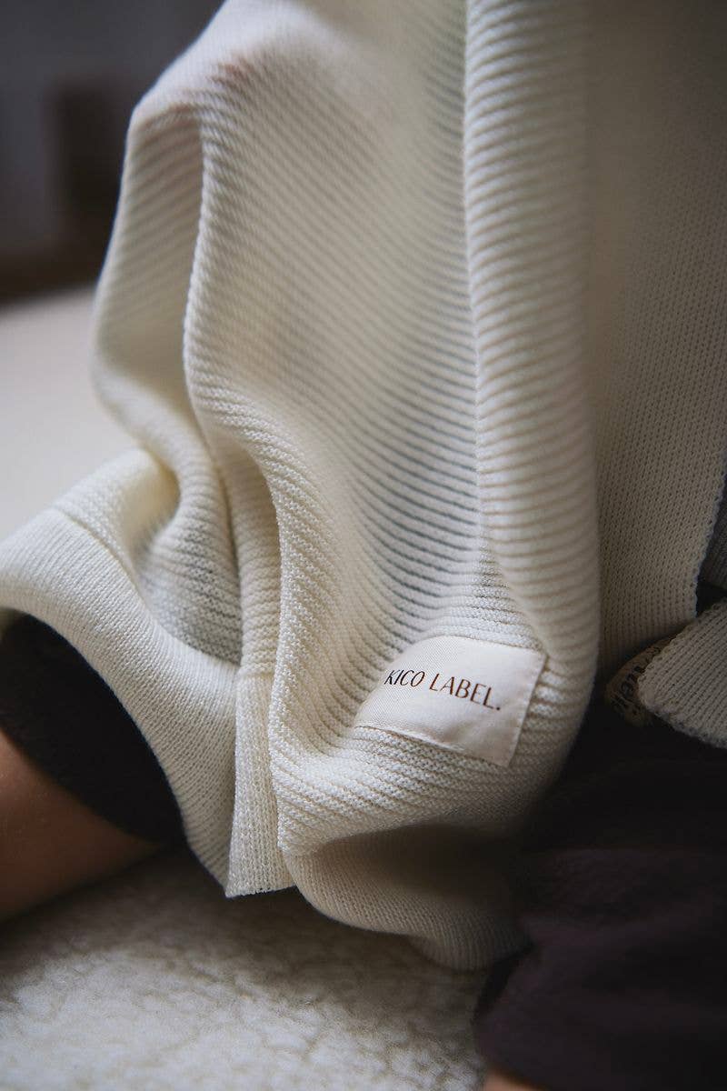 Wiegdeken - Knitted 100% Merinowol: Beige 🫧