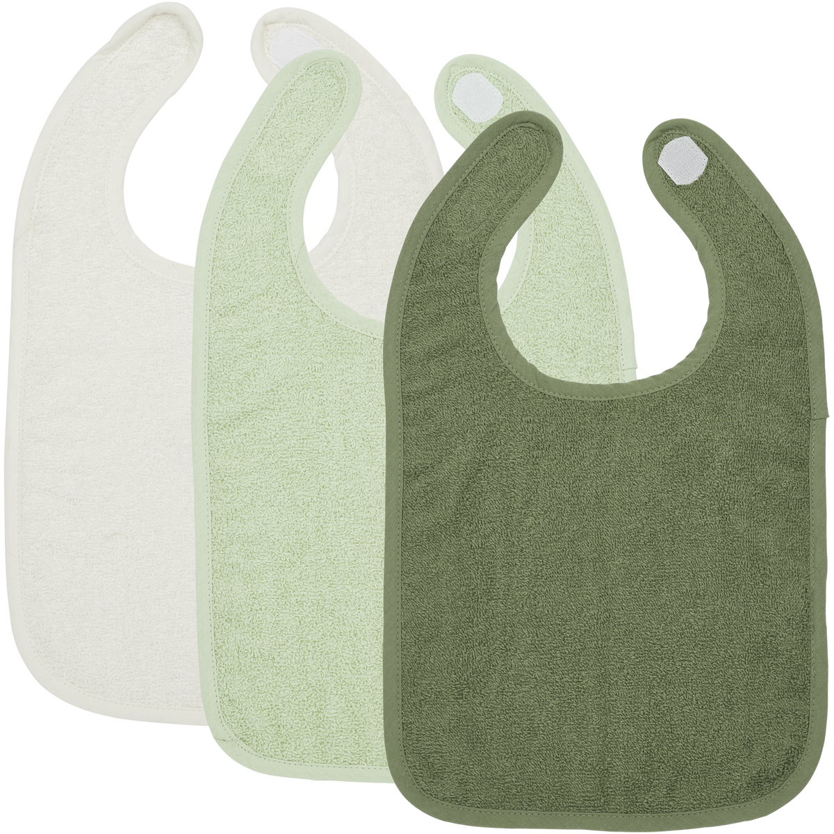 Slab klittenband badstof Offwhite/Soft Green/Forest Green 3 stuks! 🫧