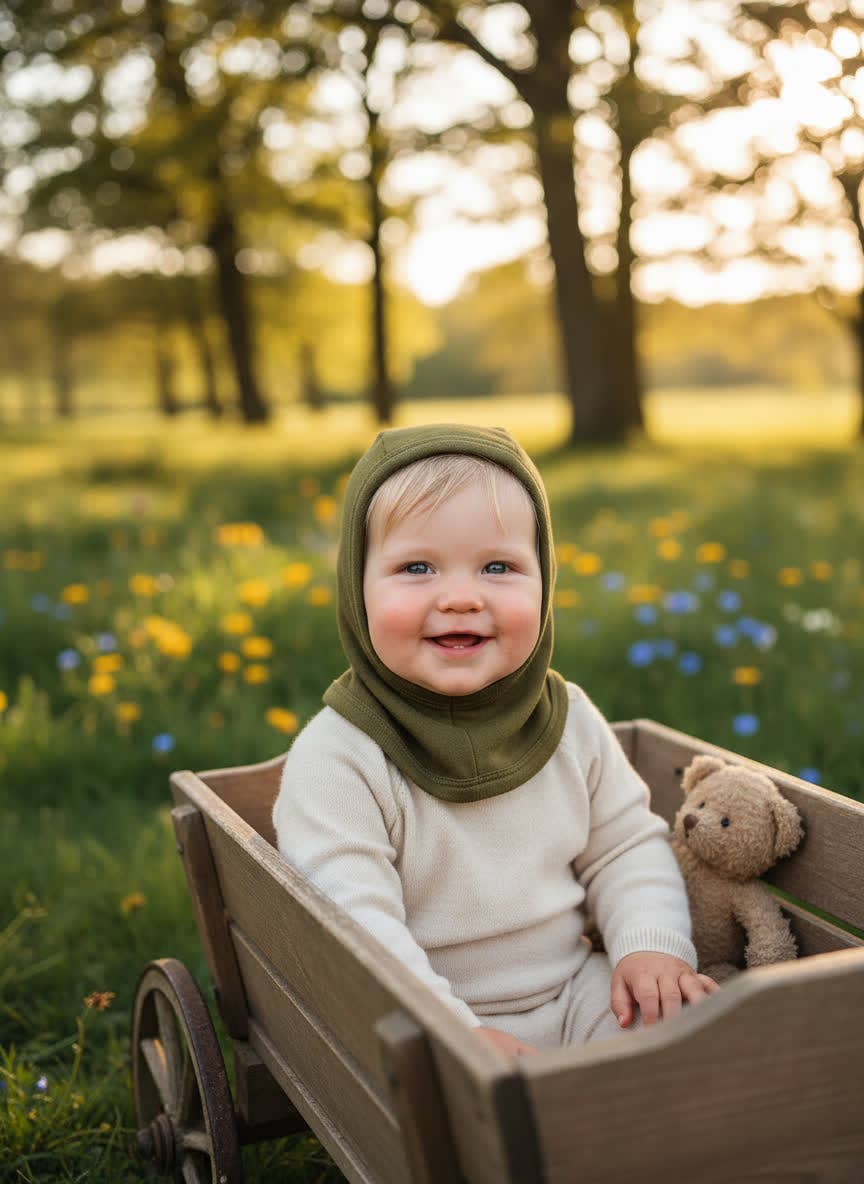 Kindermuts 100% Merinowol - Fir Green: 92/98 🫧