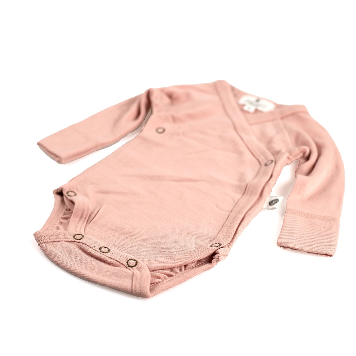 Romper wol overslag lange mouw - 100% Merinowol - Misty Roze 🫧