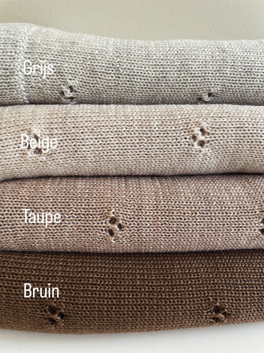 Babydeken Pointelle 100% Merinowol - Bruin 🫧