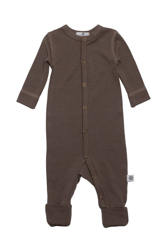 Wollen babypakje / playsuit 100% Merinowol - Walnut 50/ 56 🫧