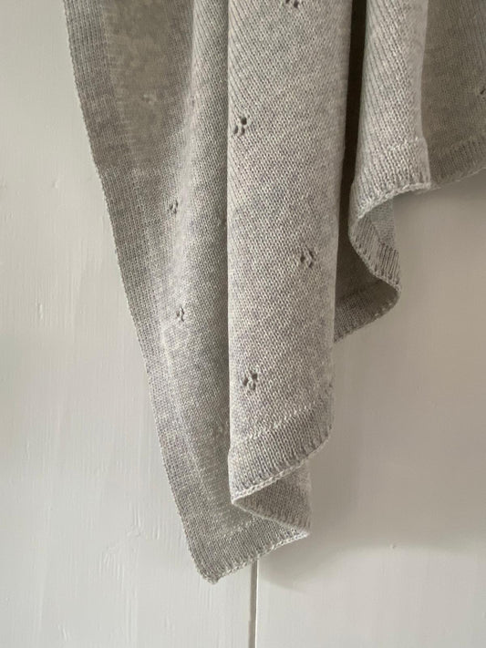 Babydeken Pointelle 100% Merinowol - Grijs 🫧