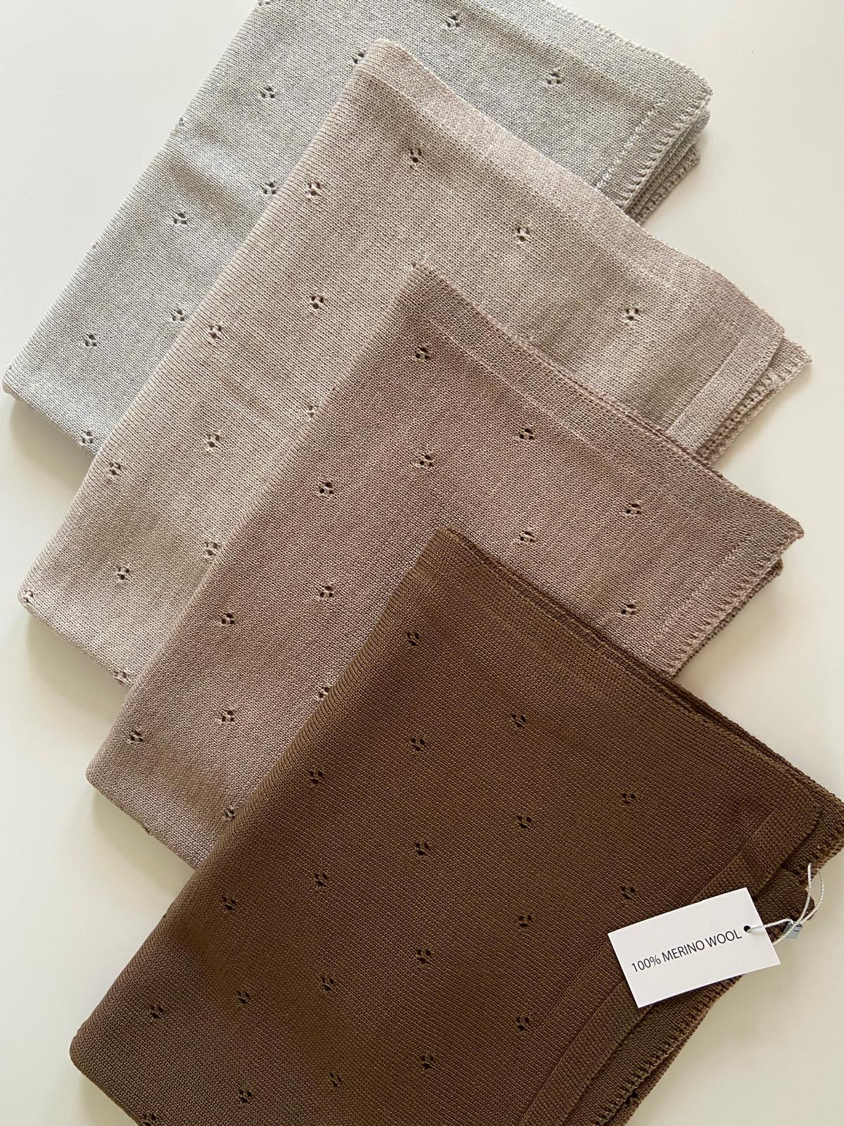 Babydeken Pointelle 100% Merinowol - Beige 🫧