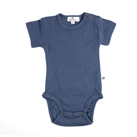 Wollen Romper korte mouw – Merinowol - Vintage Indigo