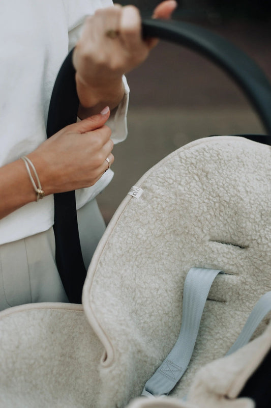 Onderlegger voor buggy of maxi cosi - 100% Merinowol -Naturel - Beige 🫧