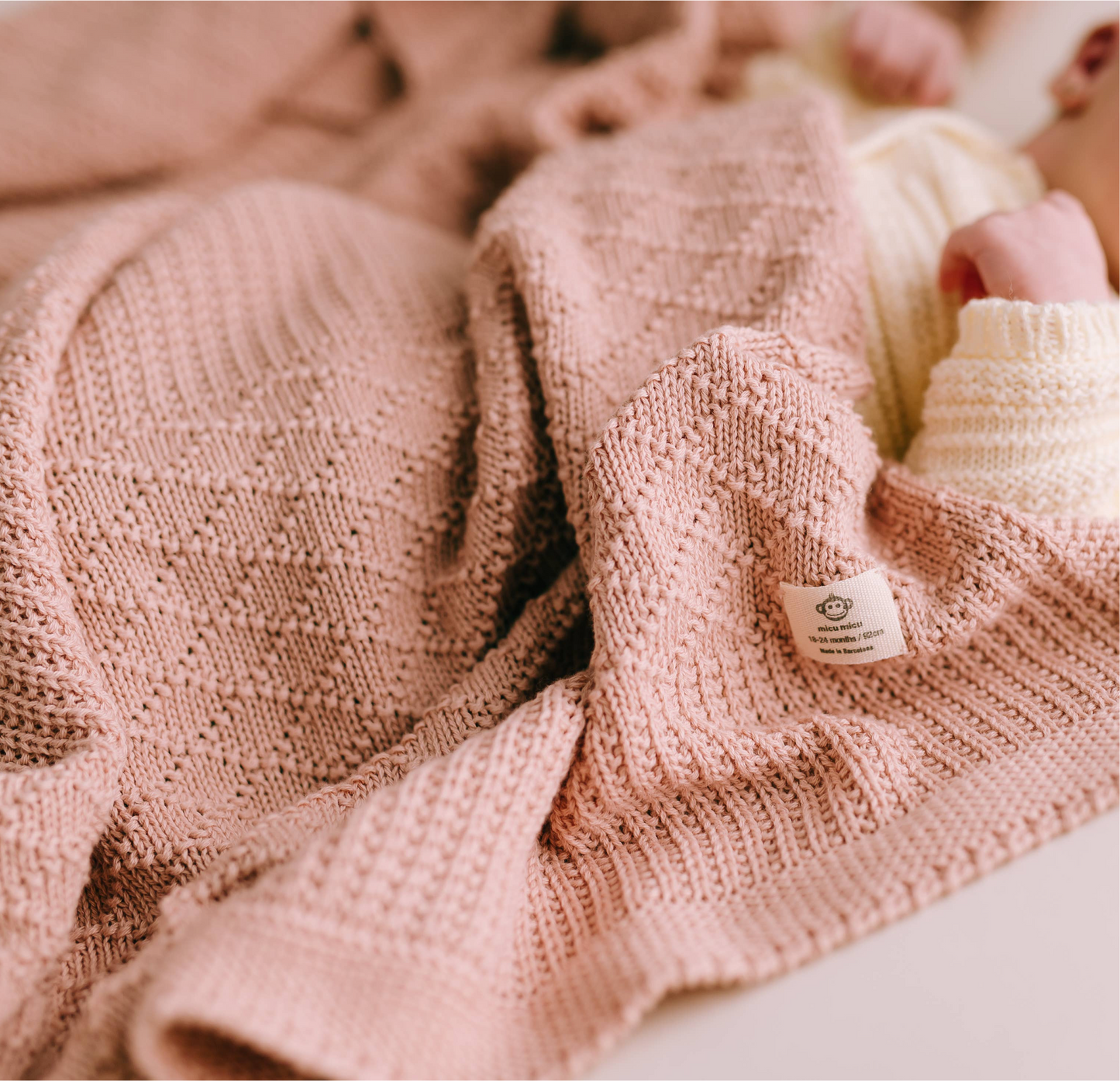 Babydeken Diamant 100% Katoen - Roze 🫧