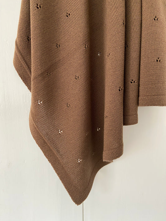 Babydeken Pointelle 100% Merinowol - Bruin 🫧