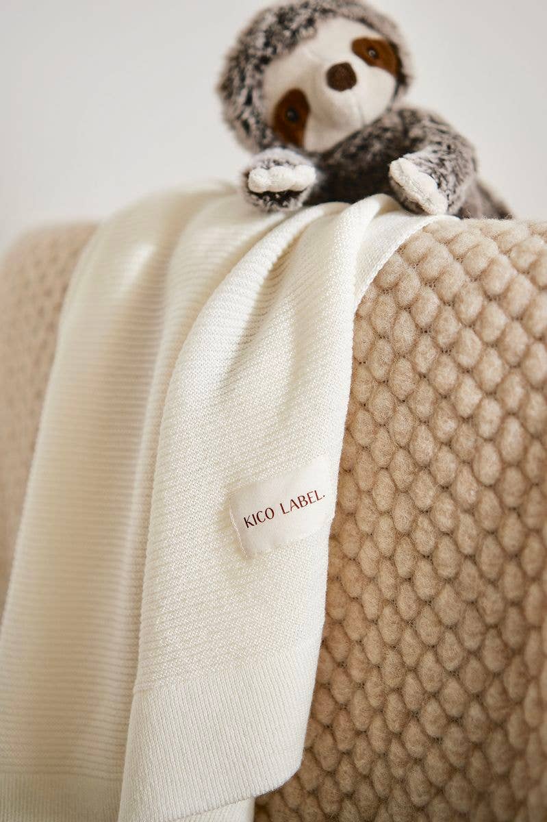 Wiegdeken - Knitted  100% Merinowol: Naturel 🫧