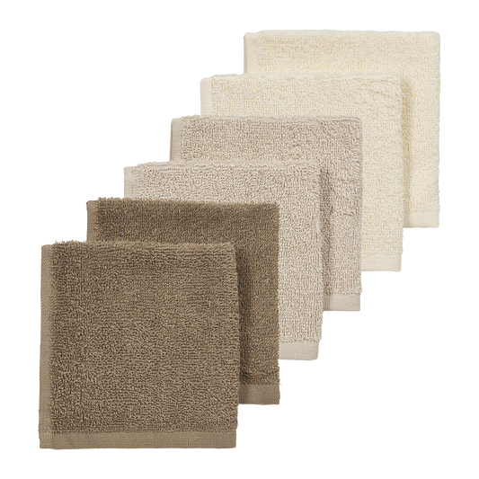 Monddoekjes badstof Natural/Soft Sand/Taupe 6 stuks! 🫧