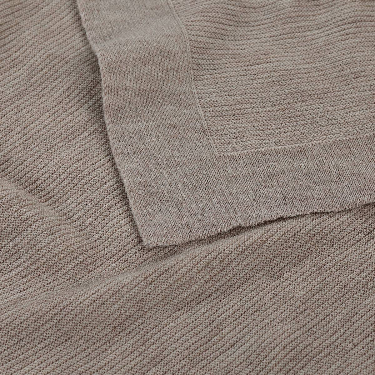 Wiegdeken - Knitted 100% Merinowol: Taupe 🫧